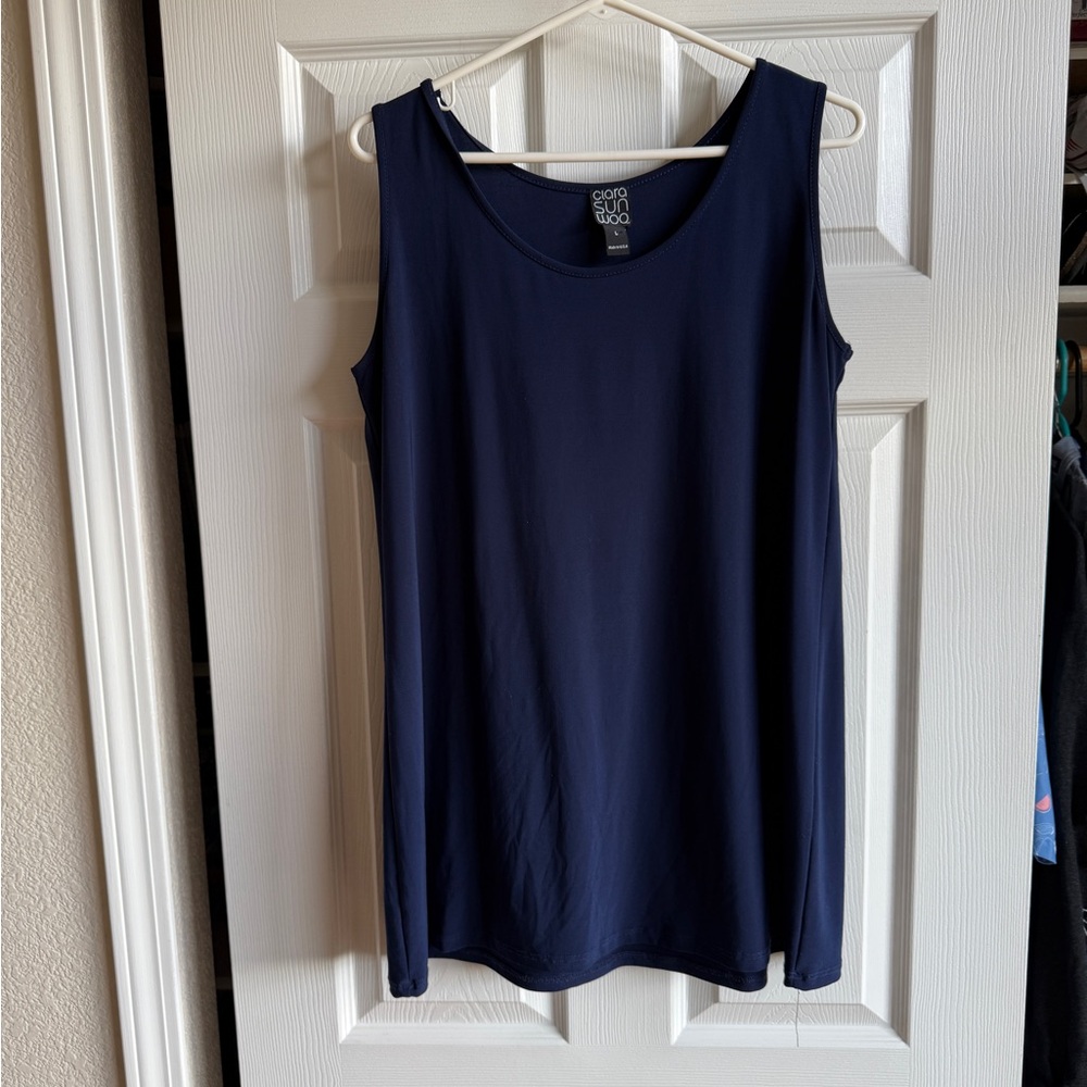 CLARA SUNWOO Blue Sleeveless Relaxed Tank Top